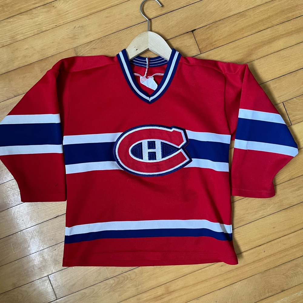Vintage CCM Montreal Canadiens NHL Hockey Jersey Red Youth Small SM Canada Made